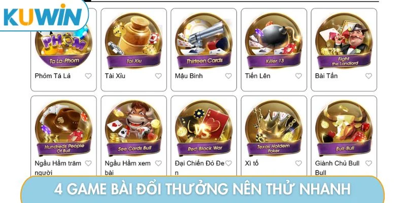 4 game bài đổi thưởng nên thử nhanh